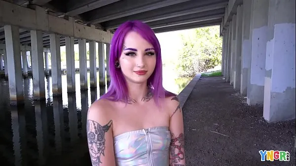 Watch YNGR - Hot Inked Purple Hair Punk Teen Gets Banged power Movies